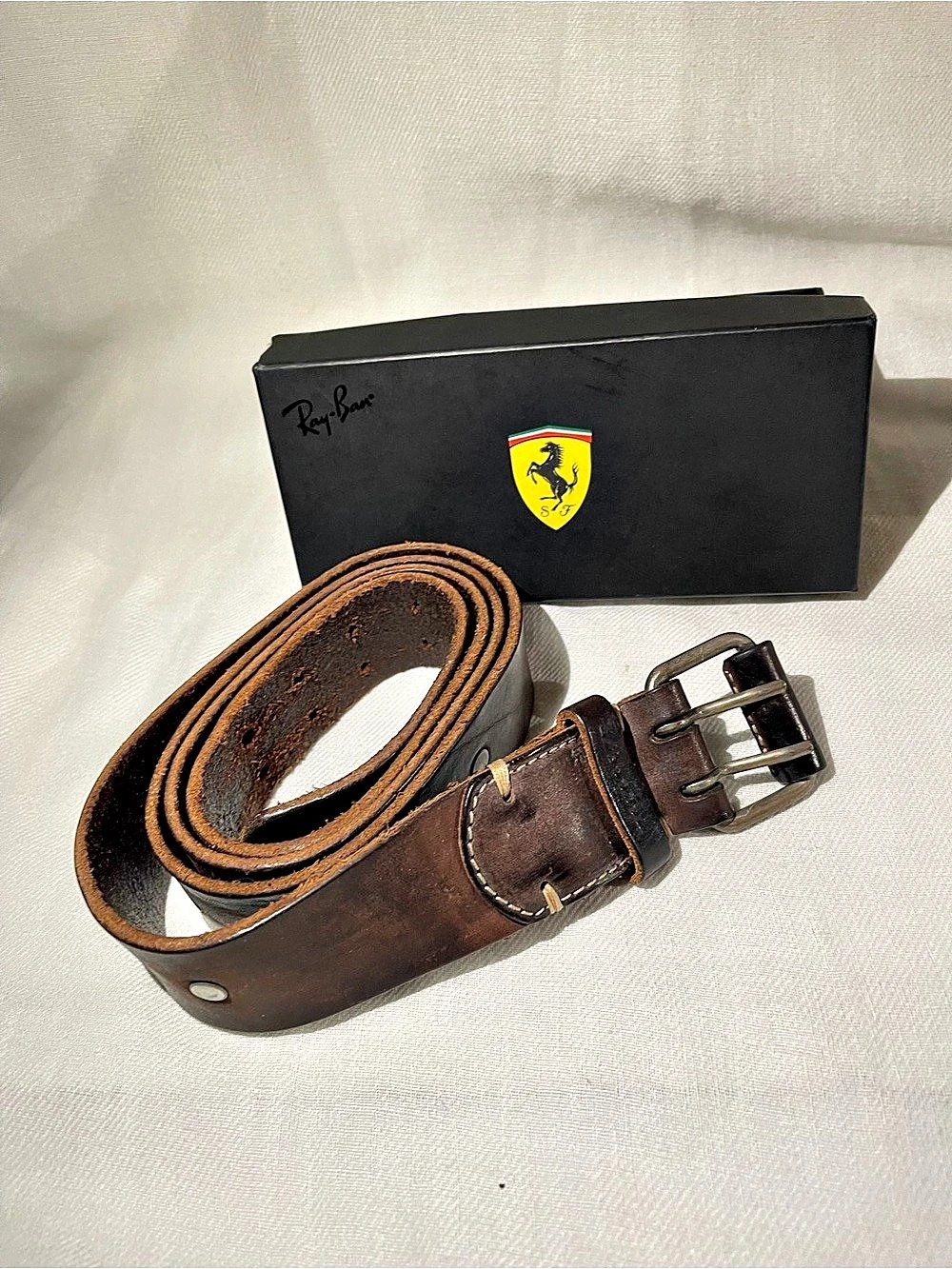 Ferrari Leather Belt in Brown